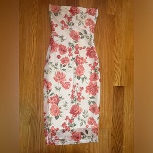 Strapless Floral Bodycon